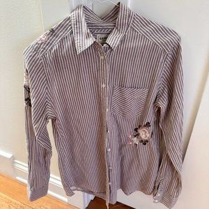 Embroided Express "Boyfriend" Button-down Shirt